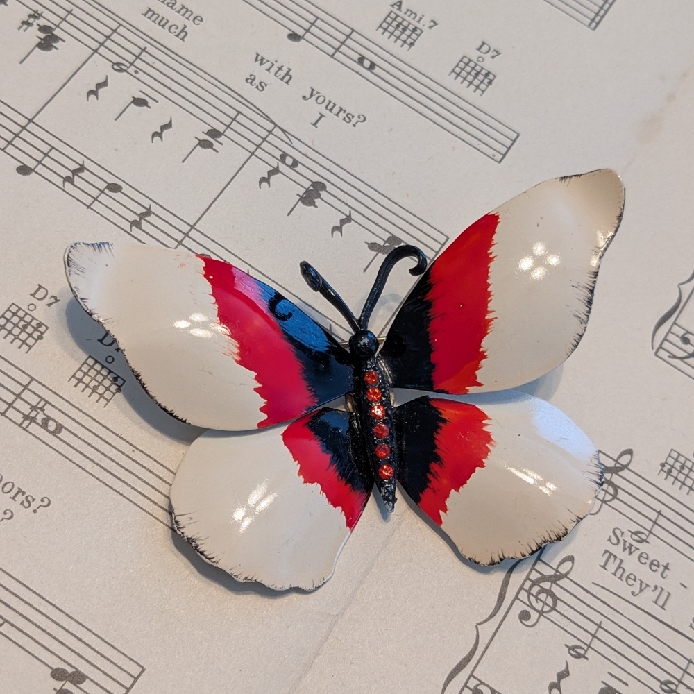Vintage enamel Butterfly brooch